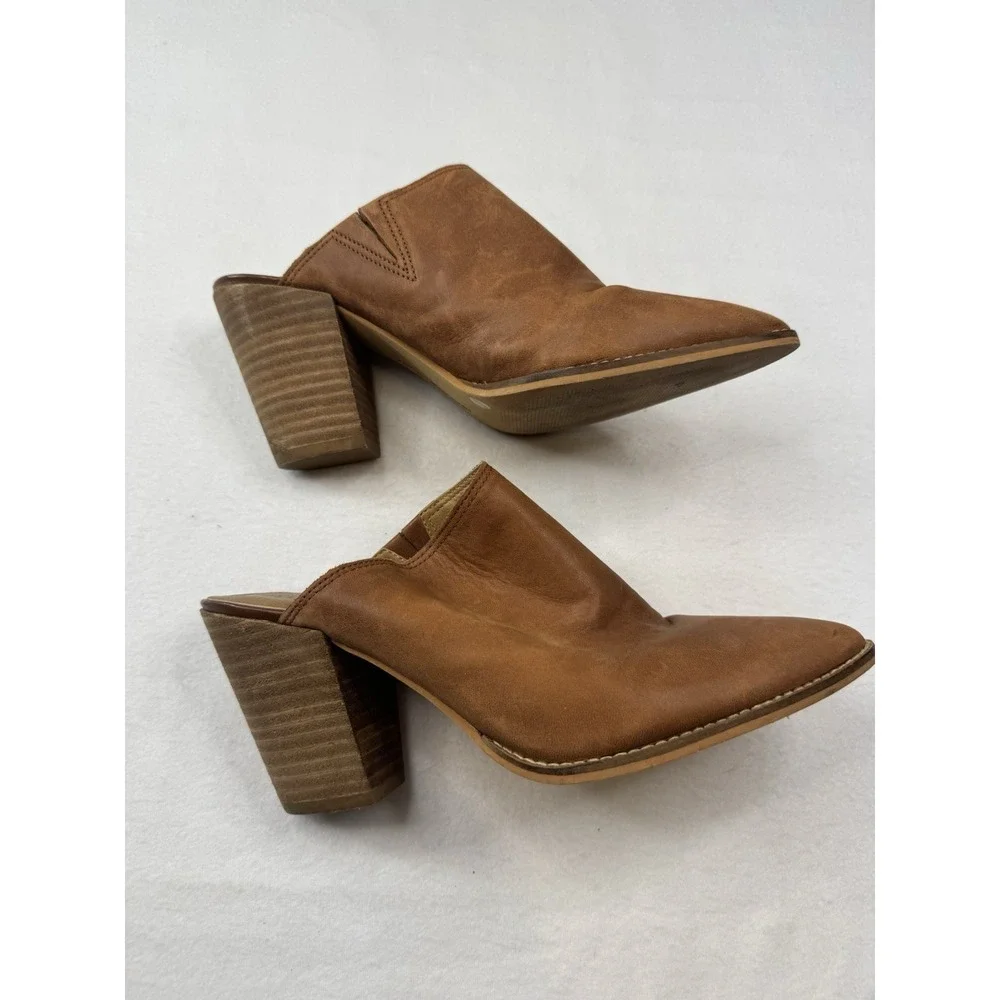Lucky Brand Leather Heels 8.5 Brown Slip On Boho Western Cowgirl - Picture 9 of 9